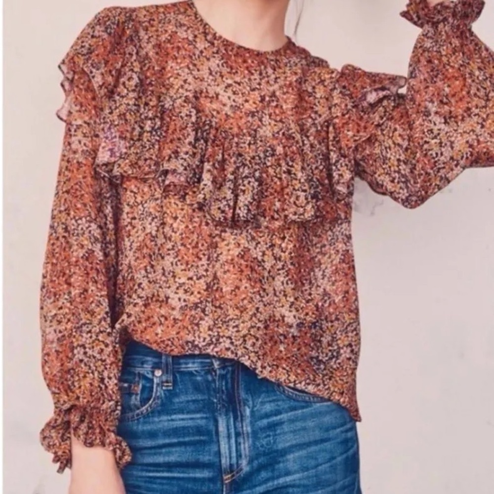 LOVESHACKFANCY Silk Ruffle Erin Blouse